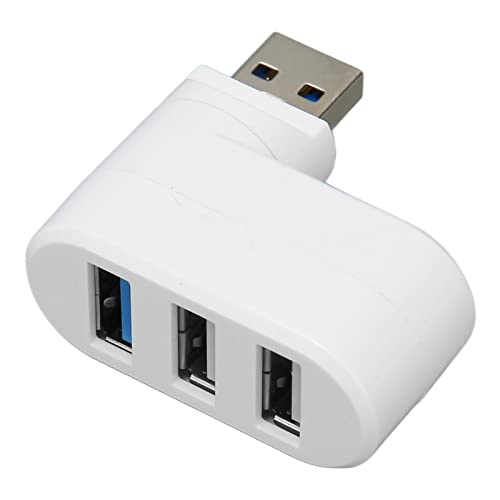 ciciglow Um 90 Grad Drehbarer USB-Hub, Tragbarer Daten-Hub USB3.0x1, USB2.0x2, Unterstützt Hot-Plugging, 3-Port-USB-3.0-Hub für Laptop-PC-Computer (Weiss) von ciciglow