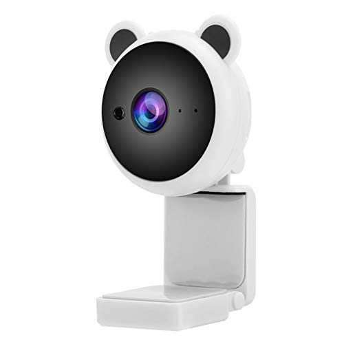 ciciglow Webcam mit Mikrofon, Süßes Bären Design, HD 1080P Kamera, für PC, Desktop, Laptop, USB Webkamera, für Lehrer, Frauen, Live Übertragung(Weiß) von ciciglow