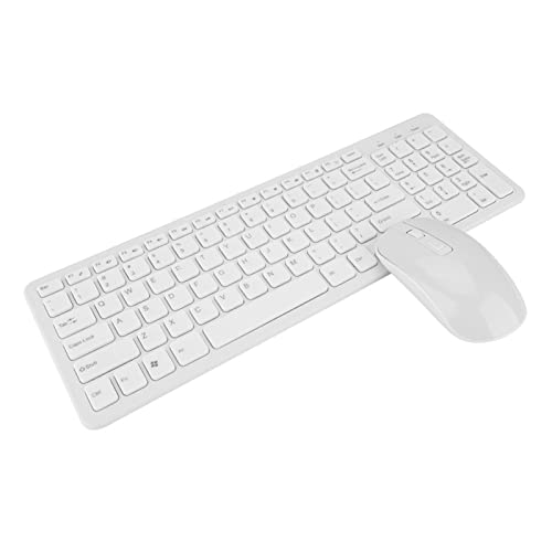 ciciglow Wiederaufladbare Drahtlose Tastatur-Maus-Kombination, 108 Tasten Multifunktionale 2,4 G Dünne Drahtlose Tastaturmaus, Kompaktes Design für Laptop, PC, Desktop, Windows(Weiß) von ciciglow