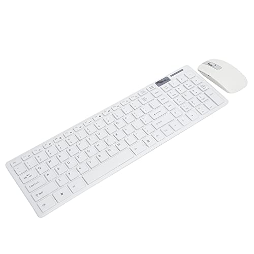 ciciglow Wireless Keyboard and Mouse Combo,Kompaktes Wireless Keyboard und Mouse Set Smart Sleep Fingerboardand Mouse Combo mit Tastaturfolie für Windows,Android Smartphone,Computer,Desktop(Weiß) von ciciglow