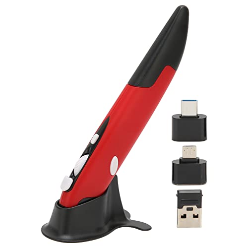 ciciglow Wireless Optical Pocket Pen Mouse, 2,4 GHz USB Wireless Optical Pen Mouse 800/1200/1600 DPI Einstellbare Handheld-Maus mit Niederspannungsalarm(Rot) von ciciglow