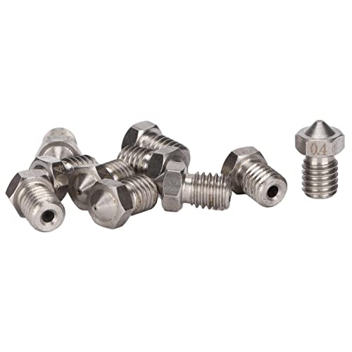 cigemay 10 Stück 3D-Drucker-Düsenkopf Kompatibel mit Monoprice Select /V5 V6/Prusa I3/Anet8/Anycubic I3 Mega 3D-Drucker, Edelstahl 1,75 Mm Ersatz-Extruder-Druckkopfteile Zubehör(0,4 mm) von cigemay