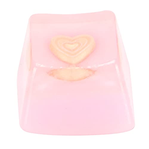 cigemay Ersatz-Harz-Tastenkappen, Glisten Clear Style-Tastenkappe mit Rose Conch Heart Gear Lemon Elements Inside für Universelle Mechanische PC-Gaming-Tastatur(Rosa Herz) von cigemay