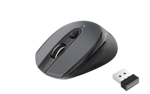 cimetech Kabellose Maus, 2.4G 1600 DPI Kabellos 6 Tasten mit Nano Empfänger, 3 Einstellbare DPI-Pegel für PC Laptop iMac MacBook Microsoft Pro, Office Home, Grau von cimetech