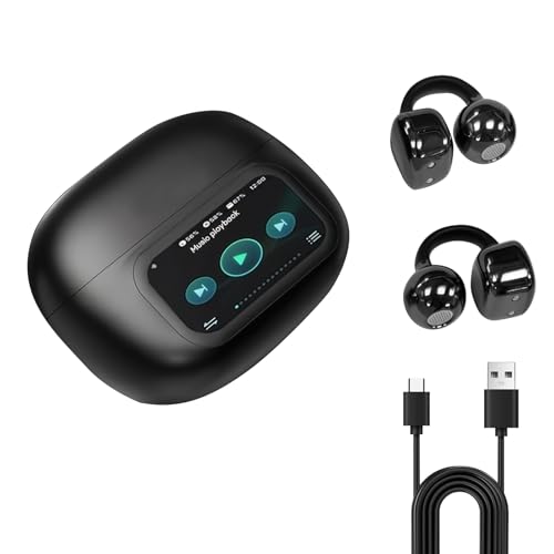 cimsfcor AI-Sprachübersetzer-Ohrhörer, 138 Sprachen, drahtlose Bluetooth-Übersetzungs-Ohrhörer in Echtzeit, LCD-Touchscreen, Digitalanzeige für Reisen, Business, Studium (Schwarz) von cimsfcor