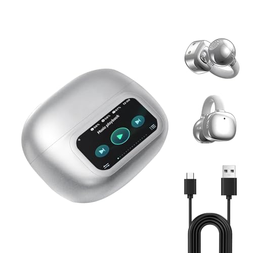 cimsfcor AI-Sprachübersetzer-Ohrhörer, 138 Sprachen, kabellose Bluetooth-Übersetzungs-Ohrhörer in Echtzeit, LCD-Touchscreen, Digitalanzeige für Reisen, Business, Studium (weiß) von cimsfcor