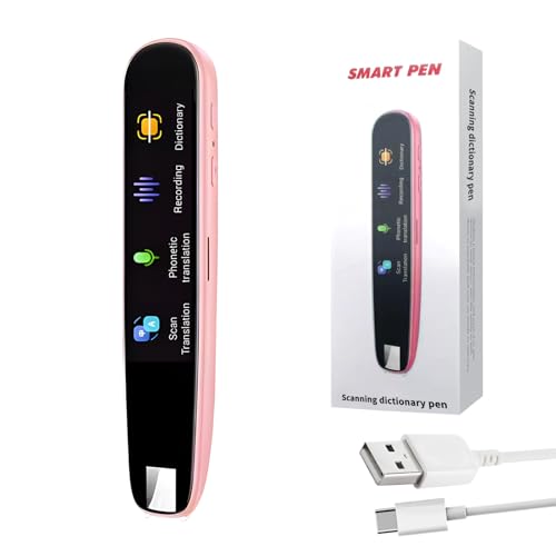 cimsfcor Scan Übersetzer Stift, Mehrsprachiger Tragbarer Übersetzer 112 Sprachen Voice Wireless Sprachübersetzer mit 2,23 Zoll Bildschirm für Studenten, Reisende, Geschäftsleute (Rosa) von cimsfcor