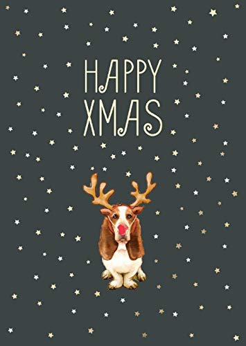 Cityproducts - 5141 - Postkarte, Weihnachten, Basset mit Geweih, DIN A 6, 10,5cm x 13cm von cityproducts