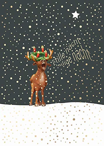 cityproducts - 5139 - Postkarte, Weihnachten, Elch mit Adventskranz, DIN A 6, 10,5cm x 13cm von cityproducts