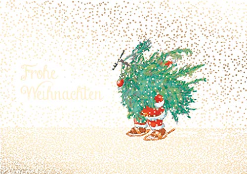 cityproducts - 5699 - Postkarte, Weihnachten, Weihnachtsmann trägt Tanne, Frohe Weihnachten, DIN A 6, 10,5cm x 13cm von cityproducts