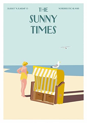 cityproducts - 6992 - Happy City, Postkarte, Strandkorb, The sunny times, A6 von cityproducts