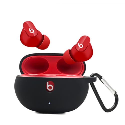Claiol Silikonhülle für Beats Studio Buds, Premium Stoßfestes Silikon 2021 New Beats Studio Buds Case Cover mit Schlüsselanhänger (Schwarz) von claiol