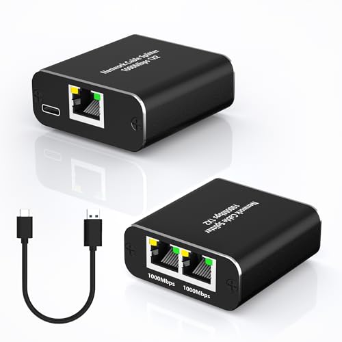 Ethernet Splitter High Speed 1 zu 2, RJ45 1000Mbps Ethernet Splitter mit USB Stromkabel, Internet Splitter entweder Netzwerk für Cat7/Cat6/Cat5e/Cat5 [2 Geräte gleichzeitig vernetzen] von clickfish