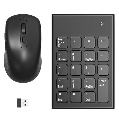 Kabelloser Nummernblock und Maus, Ultra Slim 2,4 GHz 19 Tasten Ziffernblock mit 3 einstellbaren DPI, Tragbare Silent Finanzbuchhaltungsnummer, Tastaturerweiterungen für Laptop, PC, Desktop, Notebook Kabelloser Nummernblock und Maus, Ultra Slim 2,4 GHz 19 Tasten Ziffernblock mit 3 einstellbaren DPI, Tragbare Silent Finanzbuchhaltungsnummer, Tastaturerweiterungen für Laptop, PC, Desktop, Notebook von clickfish