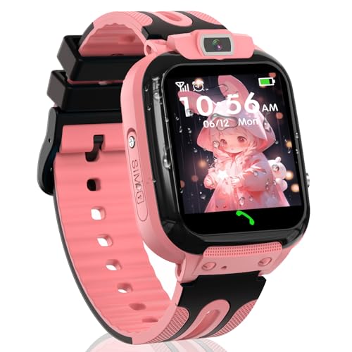 clleylise Smartwatch Kinder, Kinder Smartwatch mit GPS und Telefon Voice Chat, SOS IP68 Wasserdicht Spiel Kamera Wecker Touchscreen, Smart Watch für Jungen Mädchen 4-16 Jahre Student Geschenk (2) von clleylise