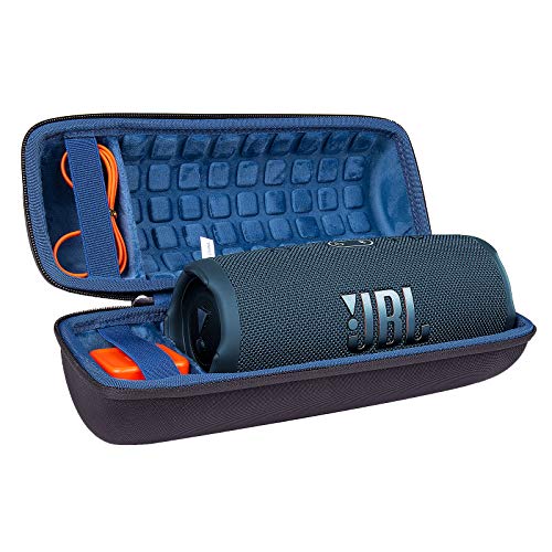 Hart Reise Schutz Hülle Etui Tasche für JBL Charge 4 / JBL Charge 5 Tragbarer Bluetooth Lautsprecher von co2CREA (Schwarz Hülle/Innen Blau) von co2CREA