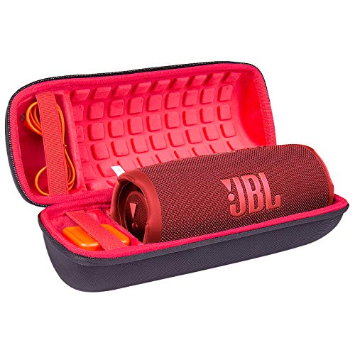 Hart Reise Schutz Hülle Etui Tasche für JBL Charge 4 / JBL Charge 5 Tragbarer Bluetooth Lautsprecher von co2CREA (Schwarz Hülle/Innen Rot) von co2CREA