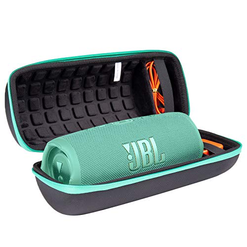 Hart Reise Schutz Hülle Etui Tasche für JBL Charge 4 / JBL Charge 5 Tragbarer Bluetooth Lautsprecher von co2CREA (Schwarz Hülle/Teal Reißverschluss) von co2CREA