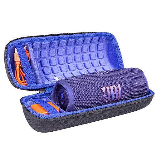 co2CREA Hart Reise Schutz Hülle Etui Tasche für JBL Charge 4 / JBL Charge 5 Tragbarer Bluetooth Lautsprecher (Schwarz Hülle/Innen Blaue Lagune) von co2CREA