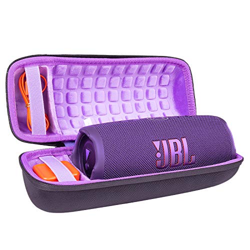 co2CREA Hart Reise Schutz Hülle Etui Tasche für JBL Charge 4 / JBL Charge 5 Tragbarer Bluetooth Lautsprecher (Schwarz Hülle/Innen lila) von co2CREA