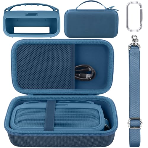 co2CREA Harte Tasche und Silikonhülle für Bose SoundLink Flex (2.Gen.) /Flex Tragbaren Bluetooth Lautsprecher,Schutzhülle mit Karabiner und Schultergurt von co2CREA