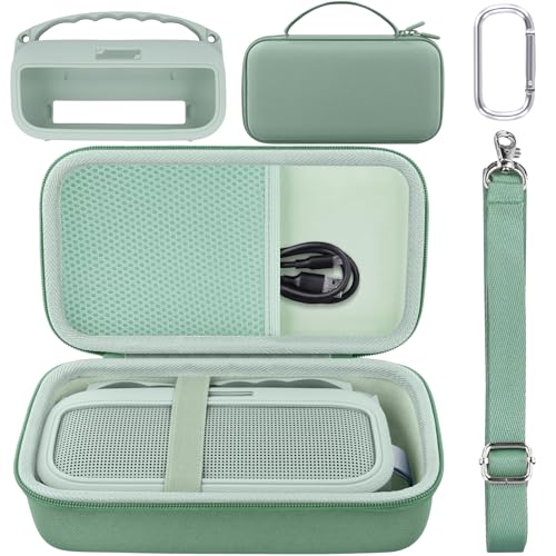 co2CREA Harte Tasche und Silikonhülle für Bose SoundLink Flex (2.Gen.) /Flex Tragbaren Bluetooth Lautsprecher,Schutzhülle mit Karabiner und Schultergurt von co2CREA