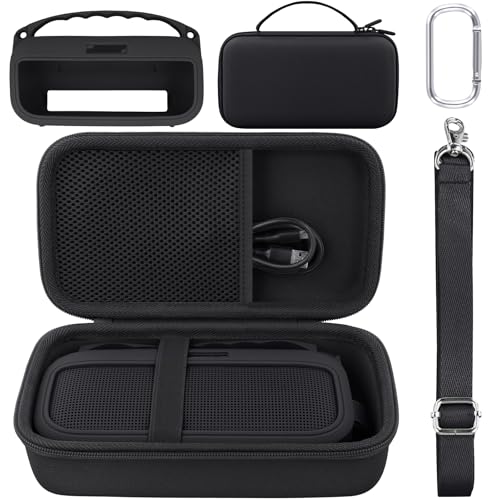 co2CREA Harte Tasche und Silikonhülle für Bose SoundLink Flex (2.Gen.) /Flex Tragbaren Bluetooth Lautsprecher,Schutzhülle mit Karabiner und Schultergurt von co2CREA