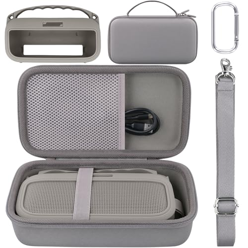co2CREA Harte Tasche und Silikonhülle für Bose SoundLink Flex (2.Gen.) /Flex Tragbaren Bluetooth Lautsprecher,Schutzhülle mit Karabiner und Schultergurt von co2CREA