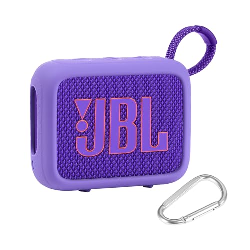 co2CREA Tragetasche Case Silikonhülle kompatibel mit JBL Go 4 tragbarer Bluetooth Lautsprecher,Tragbare ultraleichte Silikon Schutzhülle mit Karabiner (Lautsprecher Nicht enthalten) von co2CREA