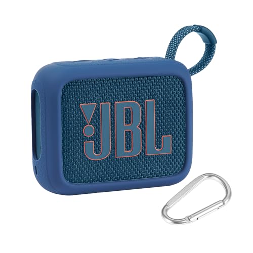 co2CREA Tragetasche Case Silikonhülle kompatibel mit JBL Go 4 tragbarer Bluetooth Lautsprecher,Tragbare ultraleichte Silikon Schutzhülle mit Karabiner (Lautsprecher Nicht enthalten) von co2CREA