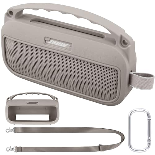 co2CREA Silikonhülle Tragetasche Case für Bose SoundLink Flex (2nd Gen) Lautsprecher, tragbare ultraleichte Silikon Schutzhülle mit Karabiner und Schultergurt (Lautsprecher Nicht enthalten) von co2CREA