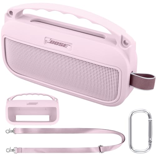 co2CREA Silikonhülle Tragetasche Case für Bose SoundLink Flex (2nd Gen) Lautsprecher, tragbare ultraleichte Silikon Schutzhülle mit Karabiner und Schultergurt (Lautsprecher Nicht enthalten) von co2CREA