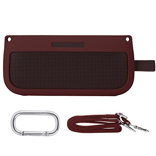 co2CREA Silikonhülle Tragetasche Case für Bose SoundLink Flex Lautsprecher, tragbare ultraleichte Silikon Schutzhülle mit Karabiner und Schultergurt (Lautsprecher Nicht enthalten) (rot) von co2CREA