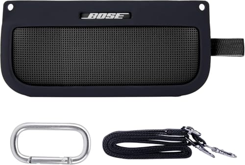 co2CREA Silikonhülle Tragetasche Case für Bose SoundLink Flex Lautsprecher, tragbare ultraleichte Silikon Schutzhülle mit Karabiner und Schultergurt (Lautsprecher Nicht enthalten) von co2CREA