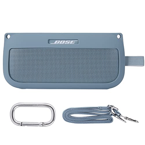 co2CREA Silikonhülle Tragetasche Case für Bose SoundLink Flex Lautsprecher, tragbare ultraleichte Silikon Schutzhülle mit Karabiner und Schultergurt (Lautsprecher Nicht enthalten) von co2CREA