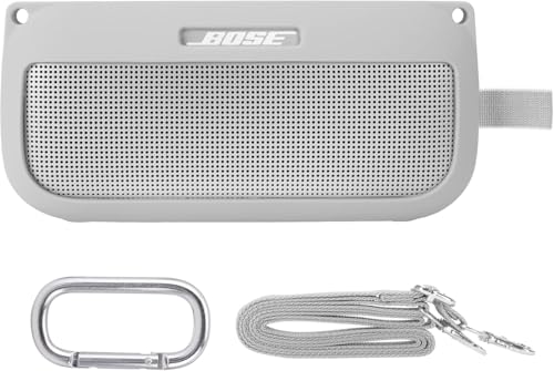 co2CREA Silikonhülle Tragetasche Case für Bose SoundLink Flex Lautsprecher, tragbare ultraleichte Silikon Schutzhülle mit Karabiner und Schultergurt (Lautsprecher Nicht enthalten) von co2CREA