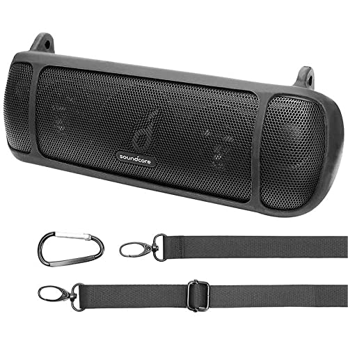 co2CREA Silikonhülle Tragetasche Case für Soundcore Motion+ Bluetooth Lautsprecher, tragbare ultraleichte Silikon Schutzhülle mit Karabiner und Schultergurt (Lautsprecher Nicht enthalten) von co2CREA