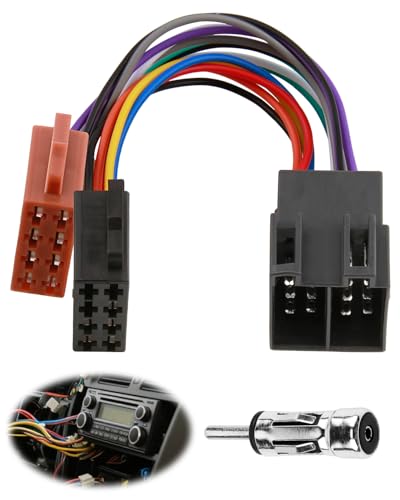 ISO Stecker Autoradio Universal + Antennenadapter DIN 15 + 30 Pin Plug and Play, Breakout and Play, Kabelverbindung für Autoradio ISO auf DIN Anschluss von coalwop