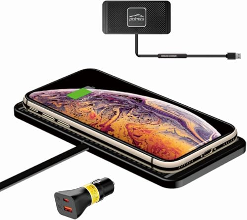 Induktionsladegerät für Auto, 15 W (mit QC3.0-Adapter und 30 cm langem Kabel), rutschfeste Ladematte, kompatibel mit iPhone 15-11/Samsung S24-S22/AirPods von coalwop