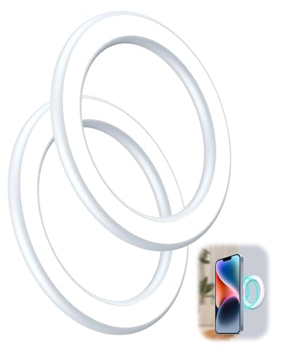 MagSafe Magnetischer Wandring – Magsafe Sticker selbstklebend für iPhone 12/13/14/15/16 – Magnet N52H, Gehäuse aus Legierung, Halterung ohne Spuren (weiß) – für Auto, Bad und Küche, 2 Stück von coalwop