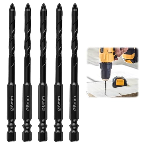 Professioneller Kreuzbohrer aus Wolframkarbid, 5 Stück, 6 mm x 6 mm, Steinbohrer-Set, geeignet für Ziegel, Porzellan, Holz, Kunststoff, Glas, Zement. Professioneller Kreuzbohrer aus Wolframkarbid, 5 Stück, 6 mm x 6 mm, Steinbohrer-Set, geeignet für Ziegel, Porzellan, Holz, Kunststoff, Glas, Zement. von coalwop