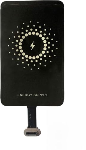 Qi Adapter USB-C Wireless Charging Receiver, Adapter für Samsung Galaxy S21, A52s, A72, A32, A12, A51, A50 und andere Telefone – 5 V/1 A Ausgang, Schwarz von coalwop
