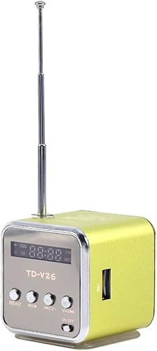 TD-V26 Mini Tragbares Digitales Kleines Radio mit FM-Tuner, USB & TF-Karte Musikplayer, Wiederaufladbarer Akku, Stereo-Lautsprecher, Kompaktradio für Zuhause, Auto, Reisen & Outdoor (Grün) von coalwop