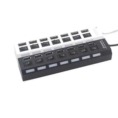 USB-Hub, 7 Ports USB 2.0, transparentes Design, unabhängige Schalter mit LED-Anzeige, Plug-and-Play für PC, Mac und Linux – 480 Mbit/s Übertragungsgeschwindigkeit USB-Hub, 7 Ports USB 2.0, transparentes Design, unabhängige Schalter mit LED-Anzeige, Plug-and-Play für PC, Mac und Linux – 480 Mbit/s Übertragungsgeschwindigkeit von coalwop