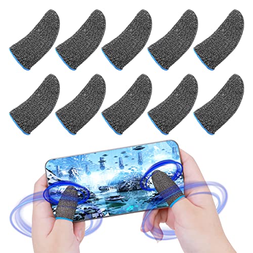 Cobee Fingerhülse für Handy Gaming, 10 Stück Handy Gaming Fingerhülsen Atmungsaktive Daumenhülle Fingerschutz Anti-Schweiß Touchscreen Hüllen Kompatibel mit Handy Tablet Geräten von cobee
