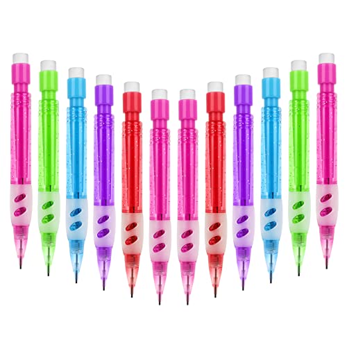 cobee Mini-Druckbleistift-Set mit Radiergummi, 0,7 mm, 12 automatische Bleistifte, Zeichenstift mit Silikon-Bleistift, Handschutz, Schreibwaren zum Schreiben, Zeichnen, Skizzieren von Cobee