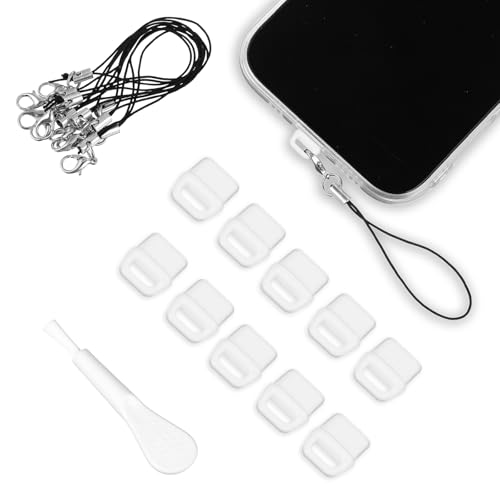 cobee 10 Stück USB C Staubschutzkappe, Typ C Staubstecker Abdeckung mit 10 Lanyard und 1 Reinigungsbürste, Silikonhülle Staubschutz Stöpsel Kompatibel mit Typ C Ladeanschluss(Weiß) von Cobee