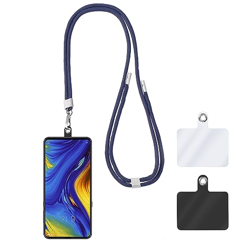 cobee Handykette Universal zum Umhängen, verstellbare, abnehmbare Nylon Handy Lanyards mit 2 Tether Handy Patches kompatibel mit Smartphones Ausweishaltern Geldbörsen(Blau) von cobee