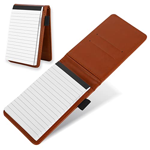 cobee Notizblockhalter aus Leder, Mini Notebooks tragbares Business Notizbuch Notizbuch multifunktionaler Notizblockhalter für Büro Schule (Braun) von Cobee