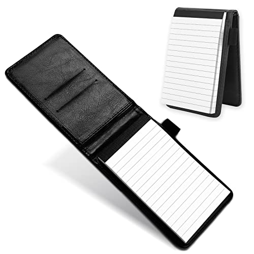 cobee Notizblockhalter aus Leder, Mini Notebooks tragbares Business Notizbuch Notizbuch multifunktionaler Notizblockhalter für Büro Schule (Schwarz) von cobee